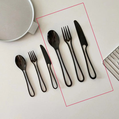 Avelena | Outline Edelstahl Besteck Set – Modernes Design mit Hohlgriffen – 3-teilig für Dinner & Dessert