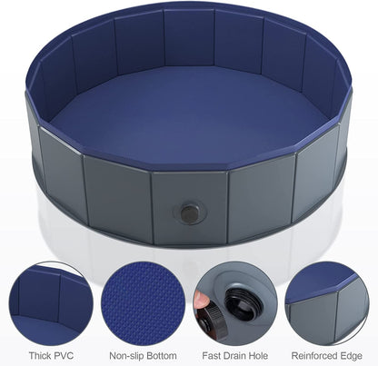 Avelena | Zusammenklappbares Hundepool, Zusammenfaltbarer Kunststoff Hundepool, Tragbare Badewanne Für Haustiere Hunde Und Katzen, Haustier Wasserpool Für Innen Und Außen, 32 X 8 Zoll