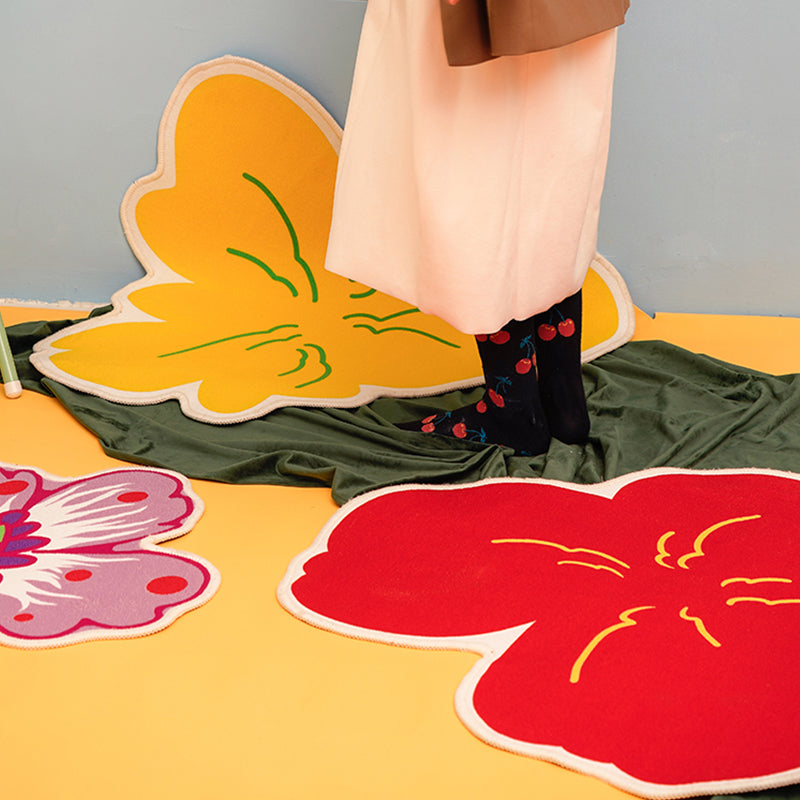Avelena | Novelty Shape Pflanze Teppich Mehrfarbig Fancier Bereich Teppich Polypropylen Rutschfeste Rückseite Fleckenbeständiger Teppich für Raum