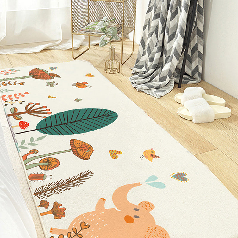 Avelena | Fancy Cartoon Print Teppich Mehrfarbiger Baumwollmischung Teppich für den Innenbereich Rutschfeste Rückseite Maschinenwaschbarer Teppich für das Schlafzimmer