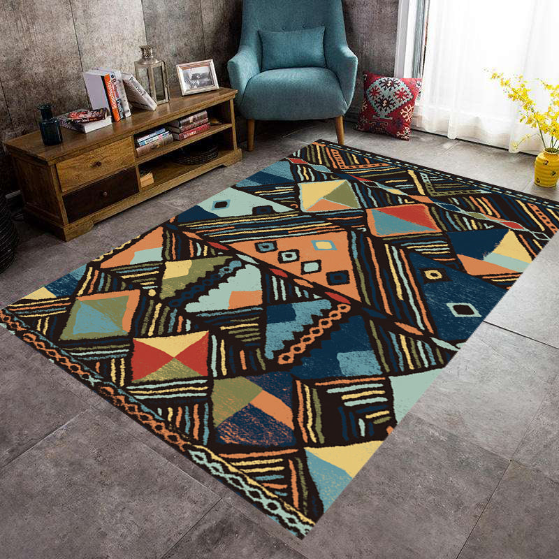 Avelena | Boho Parlor Teppich Mehrfarbig Geometrisch Bedruckter Bereich Teppich Synthetik Rutschfest Haustierfreundlich Pflegeleicht Innen Teppich