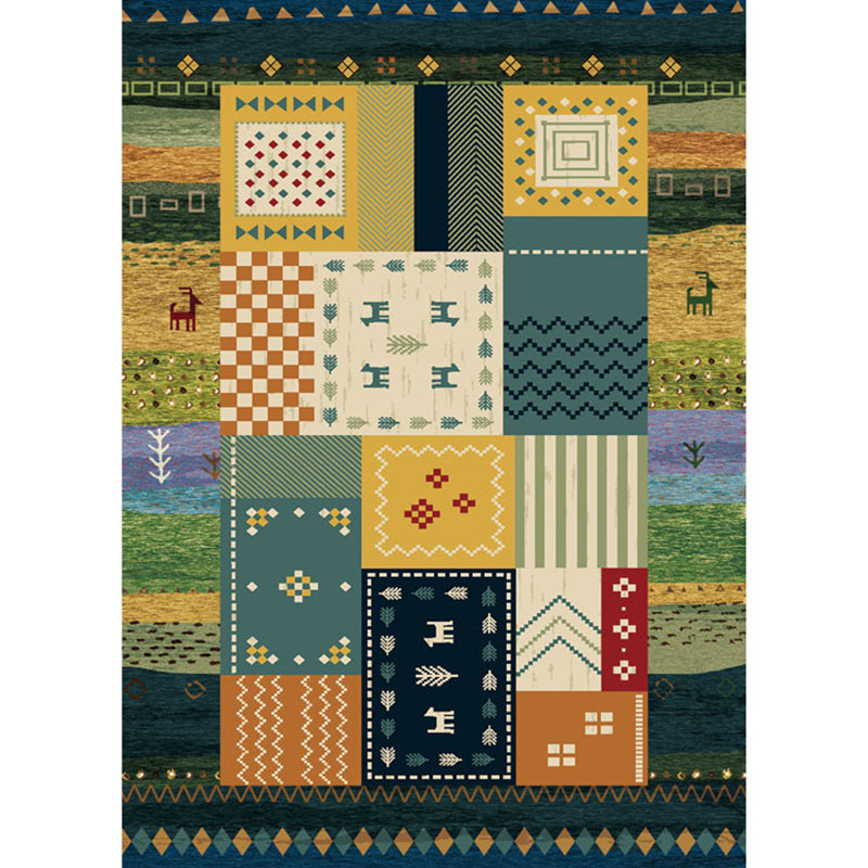 Avelena | Boho Parlor Teppich Mehrfarbig Geometrisch Bedruckter Bereich Teppich Synthetik Rutschfest Haustierfreundlich Pflegeleicht Innen Teppich