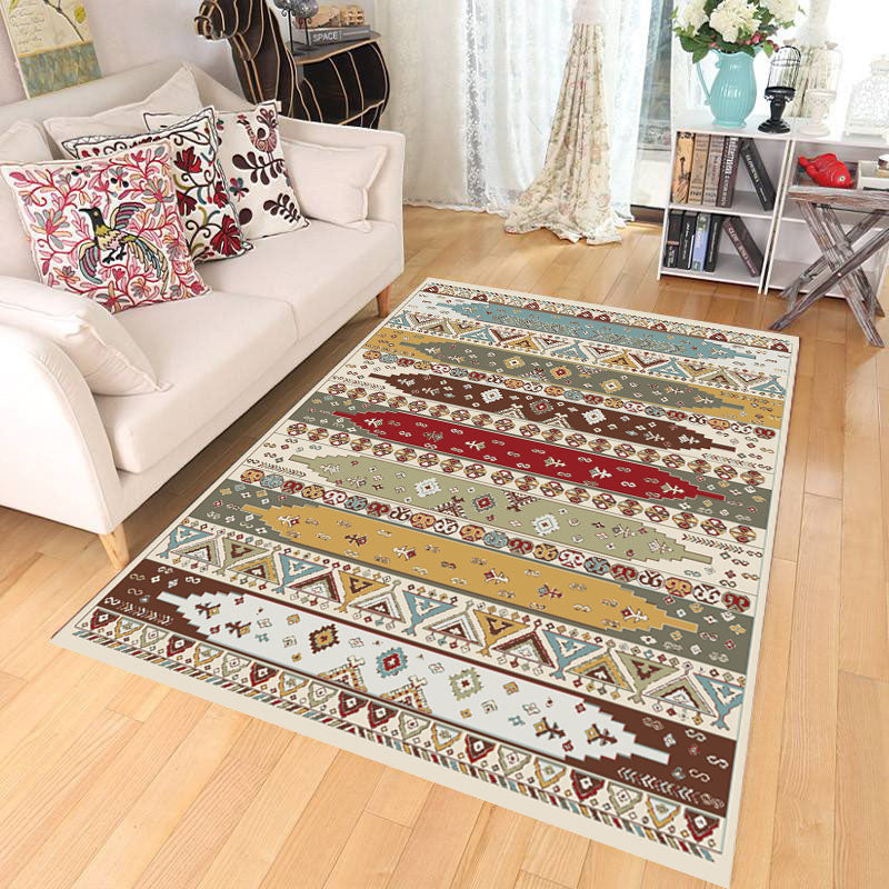 Avelena | Boho Parlor Teppich Mehrfarbig Geometrisch Bedruckter Bereich Teppich Synthetik Rutschfest Haustierfreundlich Pflegeleicht Innen Teppich