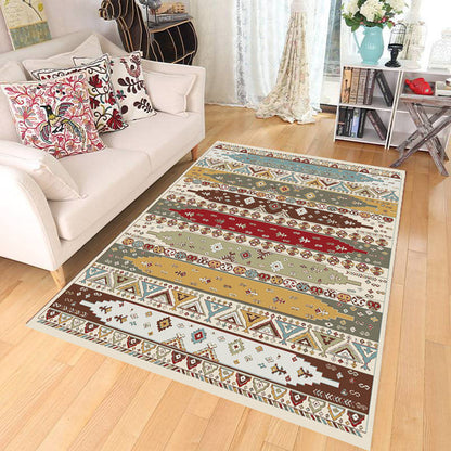 Avelena | Boho Parlor Teppich Mehrfarbig Geometrisch Bedruckter Bereich Teppich Synthetik Rutschfest Haustierfreundlich Pflegeleicht Innen Teppich