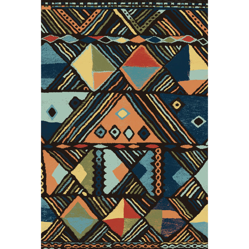 Avelena | Boho Parlor Teppich Mehrfarbig Geometrisch Bedruckter Bereich Teppich Synthetik Rutschfest Haustierfreundlich Pflegeleicht Innen Teppich