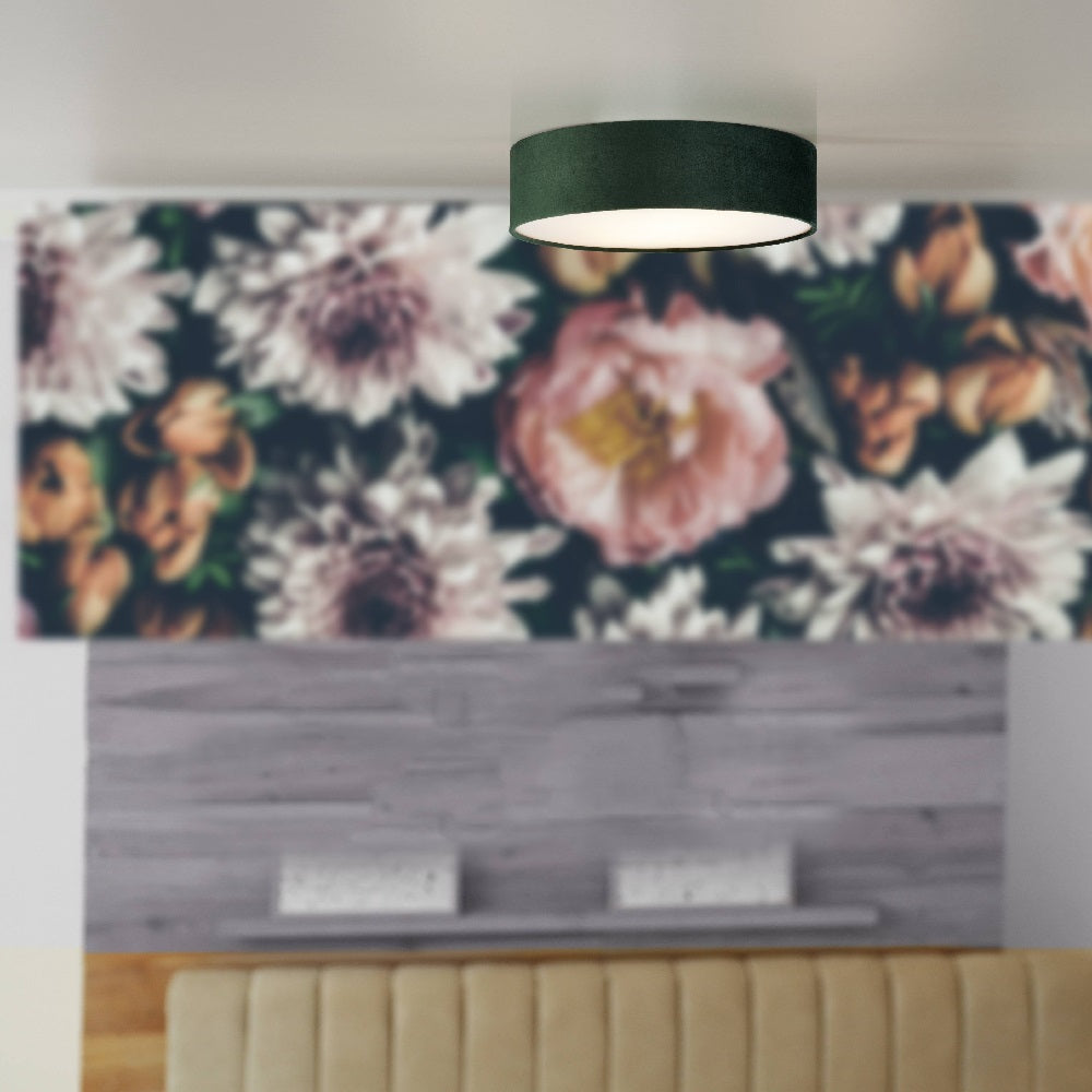 Avelena | Grüner Samt & Opal Diffusor Vintage Runde Flush-Trommellicht 38cm