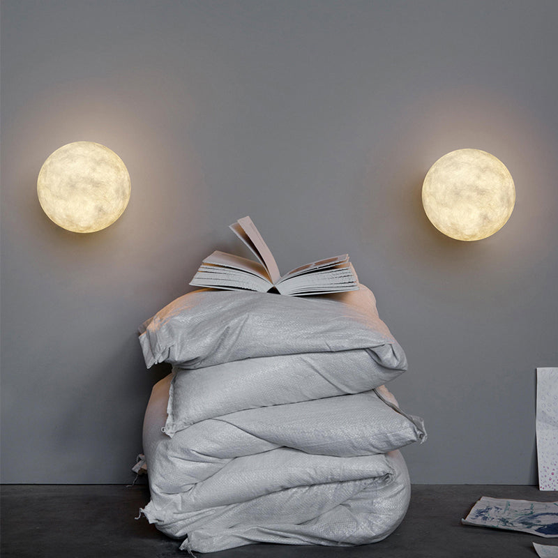 Avelena | Art Deco Led Wandlampe Weißer Mond Deckenmontage Wandleuchte mit Harzschirm