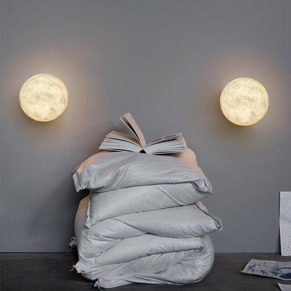 Avelena | Art Deco Led Wandlampe Weißer Mond Deckenmontage Wandleuchte mit Harzschirm