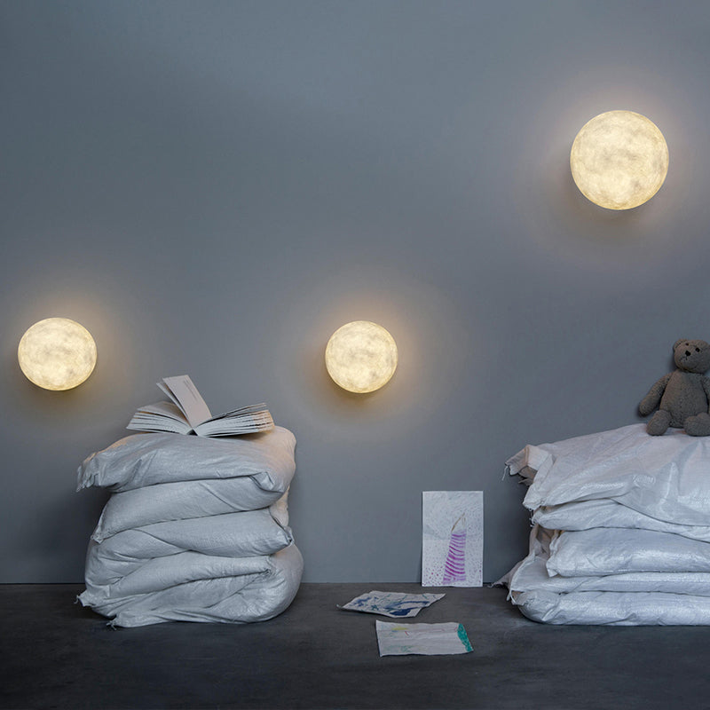 Avelena | Art Deco Led Wandlampe Weißer Mond Deckenmontage Wandleuchte mit Harzschirm