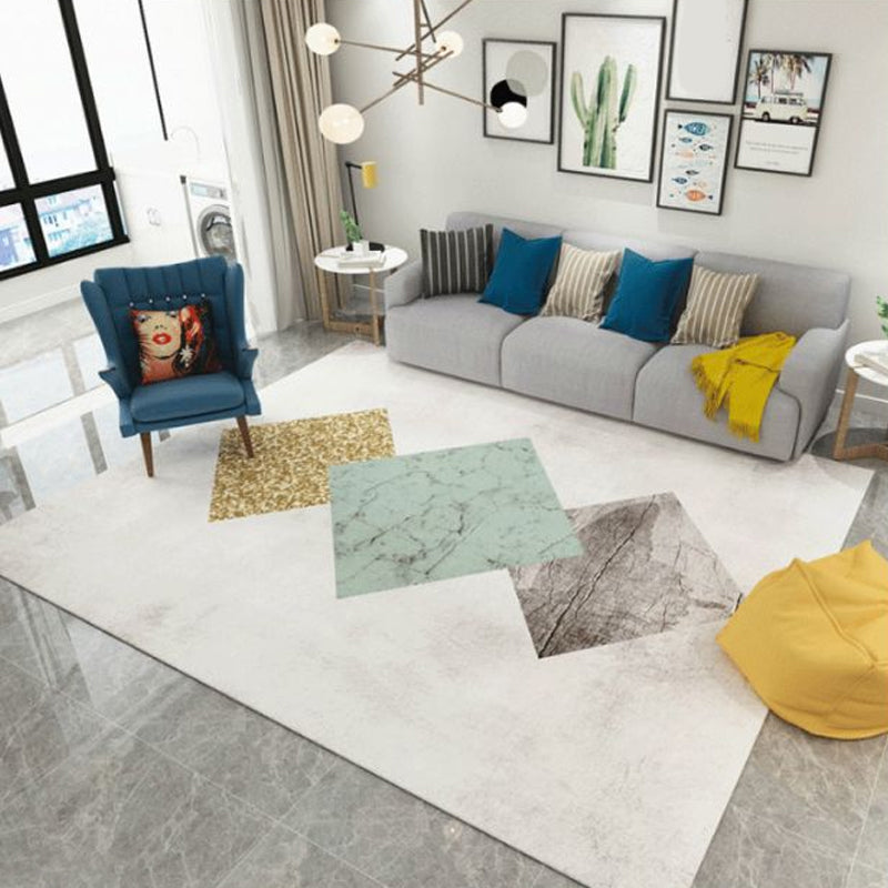 Avelena | Simplicity Geometrischer Druck Teppich Multi-Color Polypropylen Bereichsteppich Rutschfest Maschinenwaschbarer Innen Teppich für Parlor
