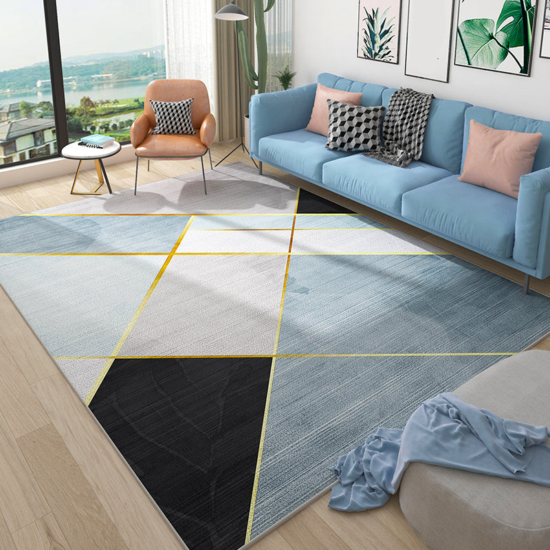Avelena | Simplicity Geometrischer Druck Teppich Multi-Color Polypropylen Bereichsteppich Rutschfest Maschinenwaschbarer Innen Teppich für Parlor