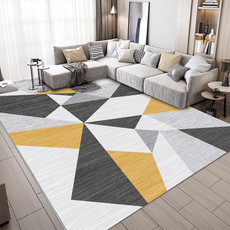 Avelena | Simplicity Geometrischer Druck Teppich Multi-Color Polypropylen Bereichsteppich Rutschfest Maschinenwaschbarer Innen Teppich für Parlor