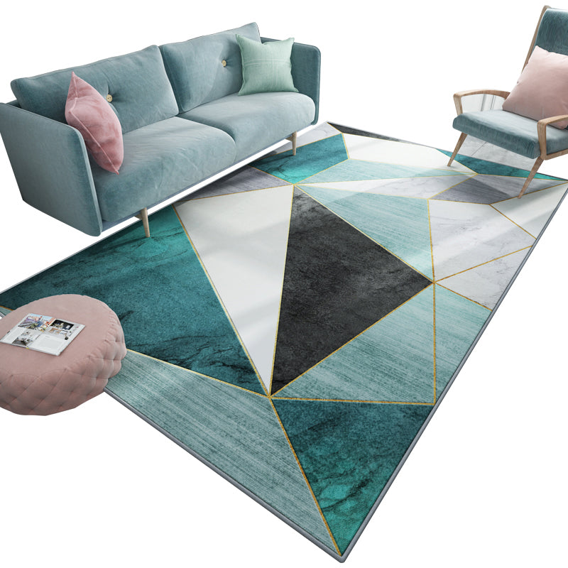 Avelena | Simplicity Geometrischer Druck Teppich Multi-Color Polypropylen Bereichsteppich Rutschfest Maschinenwaschbarer Innen Teppich für Parlor