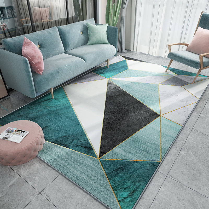 Avelena | Simplicity Geometrischer Druck Teppich Multi-Color Polypropylen Bereichsteppich Rutschfest Maschinenwaschbarer Innen Teppich für Parlor