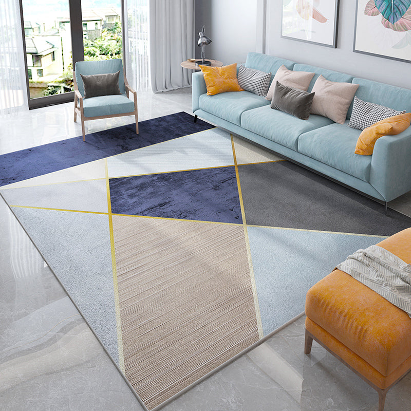 Avelena | Simplicity Geometrischer Druck Teppich Multi-Color Polypropylen Bereichsteppich Rutschfest Maschinenwaschbarer Innen Teppich für Parlor