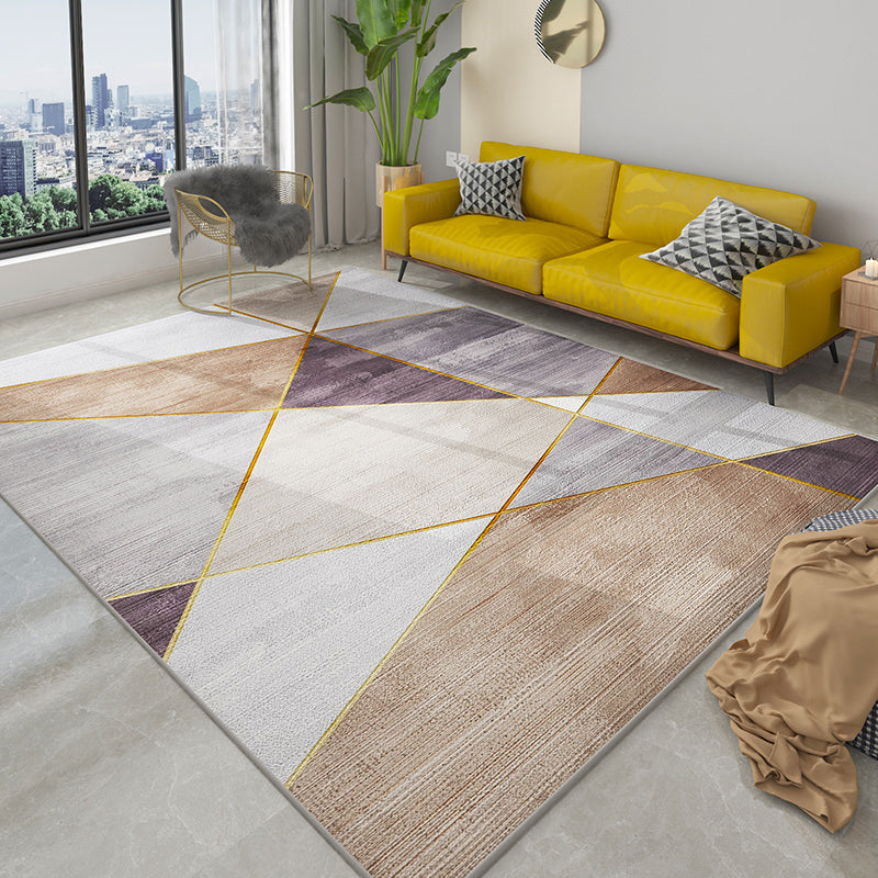 Avelena | Simplicity Geometrischer Druck Teppich Multi-Color Polypropylen Bereichsteppich Rutschfest Maschinenwaschbarer Innen Teppich für Parlor