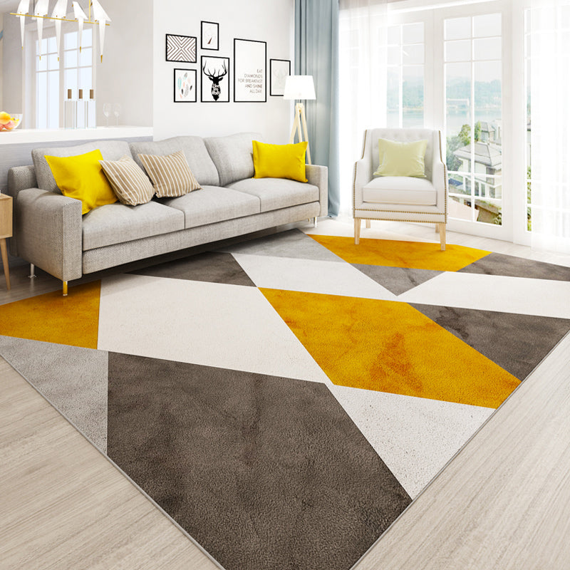 Avelena | Simplicity Geometrischer Druck Teppich Multi-Color Polypropylen Bereichsteppich Rutschfest Maschinenwaschbarer Innen Teppich für Parlor