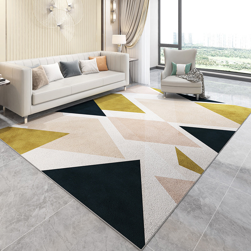 Avelena | Simplicity Geometrischer Druck Teppich Multi-Color Polypropylen Bereichsteppich Rutschfest Maschinenwaschbarer Innen Teppich für Parlor