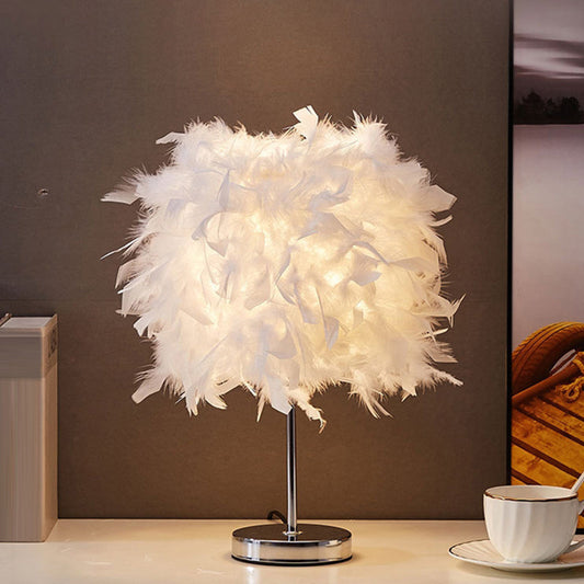 Avelena | Weiße zylindrische Nachttischlampe Einfachheit Einzelne Glühbirne Feder Nachttischlampe