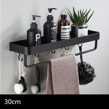 Avelena | Schwarzes Badregal-System aus Raum-Aluminium Zur Wandmontage