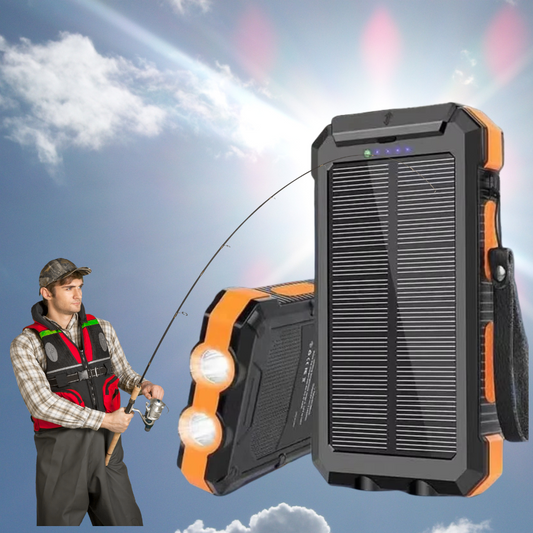 Avelena | Angel Powerbank 50000 mah wasserdichtes Solar-Ladegerät | Angelbatterie-Paket mit USB-C Schnellladung & LED-Licht