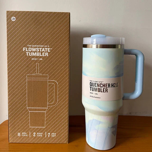 Avelena | Vakuumisolierte Tasse mit Deckel und Strohhalm Thermotumbler