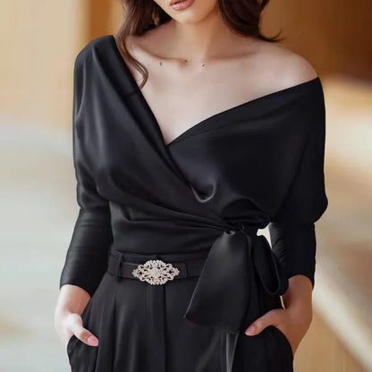 Avelena | Elegante Bluse mit Geknotetem V-Ausschnitt