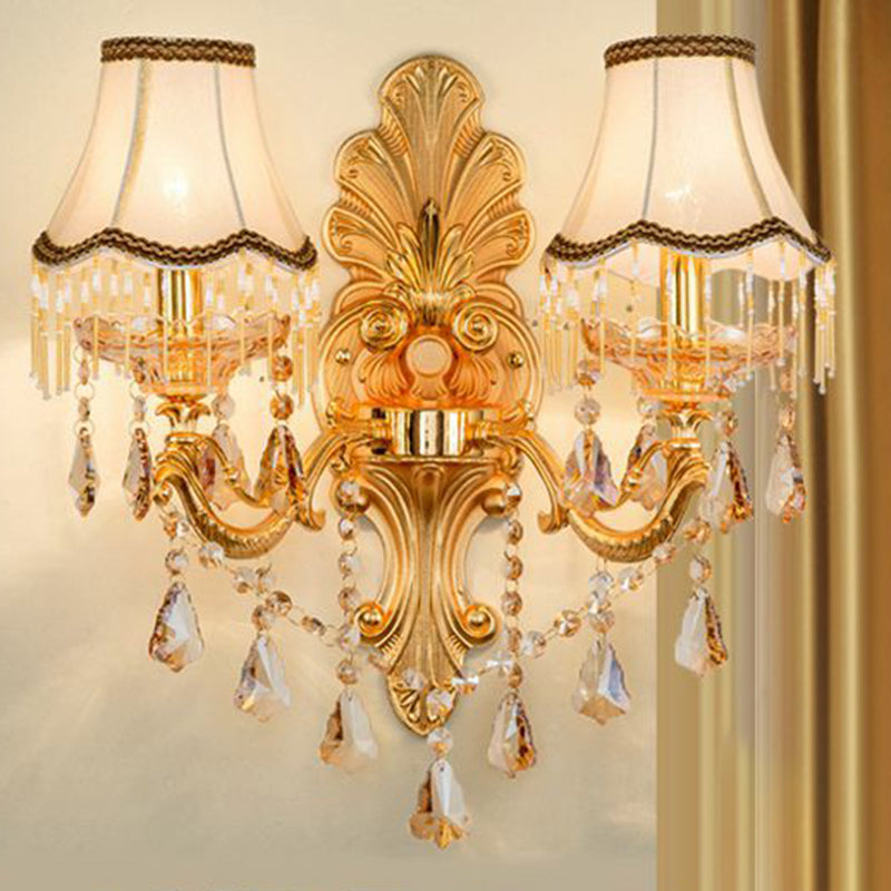 Avelena | Victorian Kerzenwand-Sconces Beleuchtung Metall Wandmontage Licht mit Schirm und Kristall Dekor
