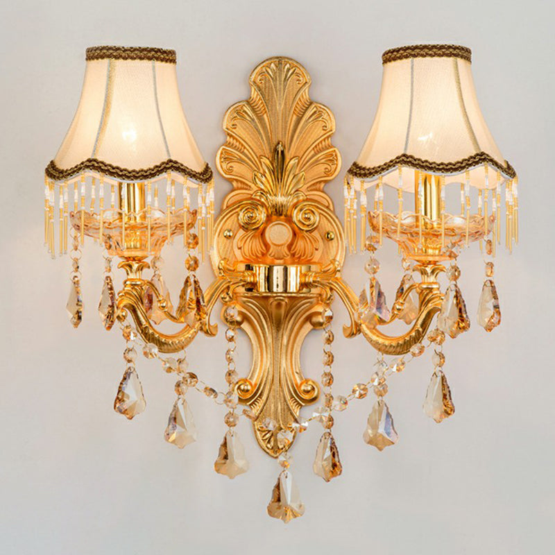 Avelena | Victorian Kerzenwand-Sconces Beleuchtung Metall Wandmontage Licht mit Schirm und Kristall Dekor