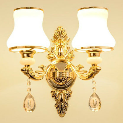 Avelena | Victorian Kerzenwand-Sconces Beleuchtung Metall Wandmontage Licht mit Schirm und Kristall Dekor