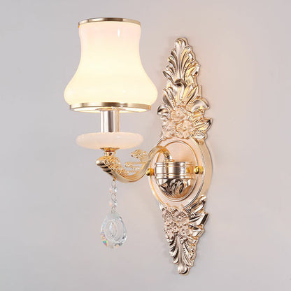 Avelena | Victorian Kerzenwand-Sconces Beleuchtung Metall Wandmontage Licht mit Schirm und Kristall Dekor