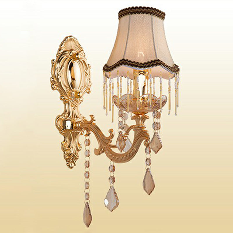 Avelena | Victorian Kerzenwand-Sconces Beleuchtung Metall Wandmontage Licht mit Schirm und Kristall Dekor