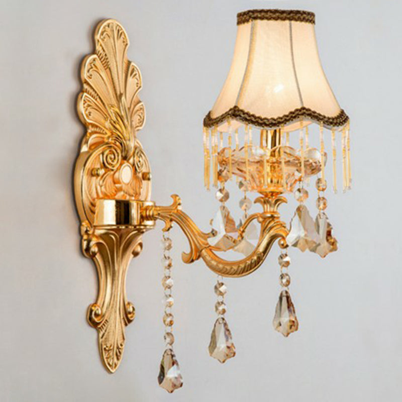 Avelena | Victorian Kerzenwand-Sconces Beleuchtung Metall Wandmontage Licht mit Schirm und Kristall Dekor