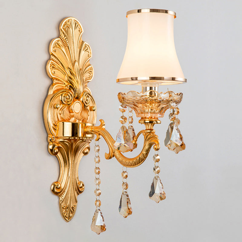 Avelena | Victorian Kerzenwand-Sconces Beleuchtung Metall Wandmontage Licht mit Schirm und Kristall Dekor