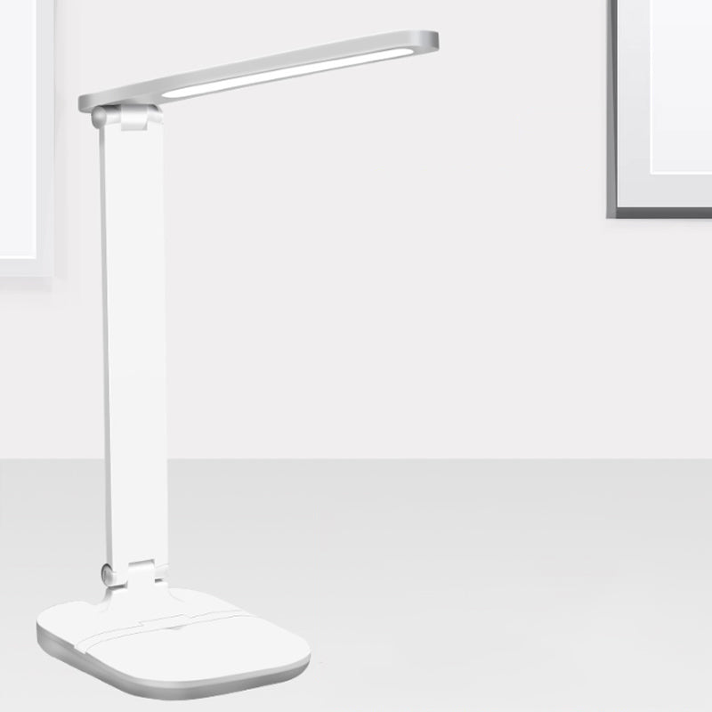 Avelena | Weiß Rechteckiger Schirm Anpassbare Schreibtischlampe Moderner Stil Kunststoff Schreibtischlicht mit Telefonhalter