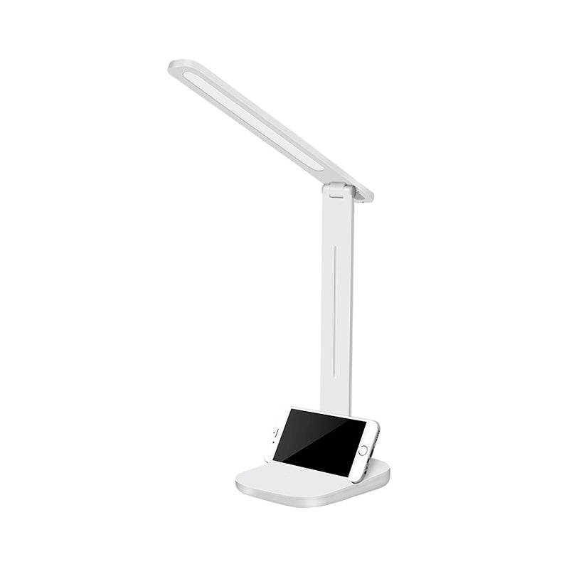 Avelena | Weiß Rechteckiger Schirm Anpassbare Schreibtischlampe Moderner Stil Kunststoff Schreibtischlicht mit Telefonhalter