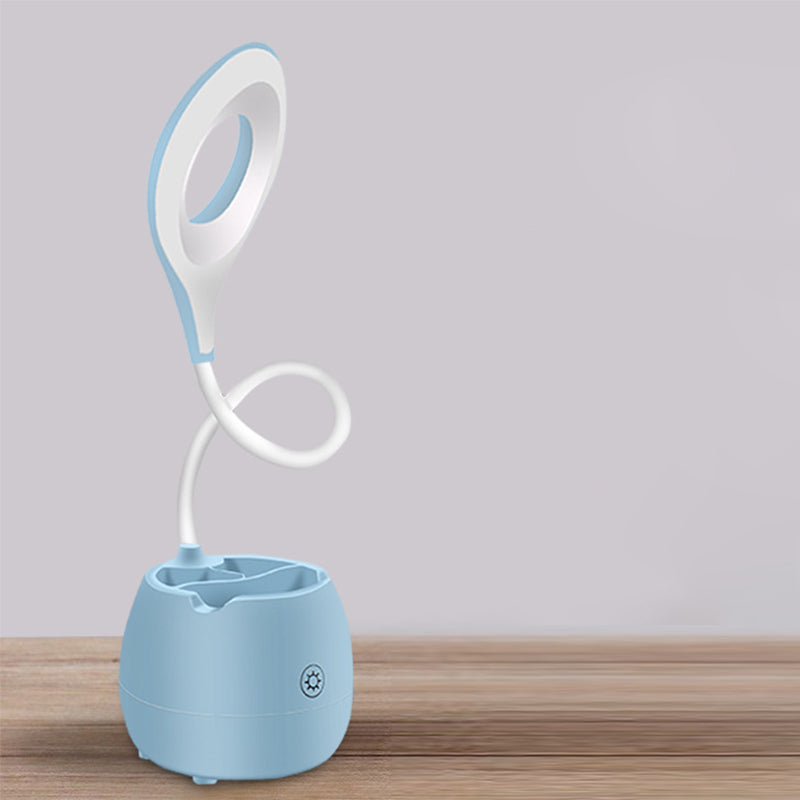 Avelena | Blau/Rosa/Weiß/Gelb Led Schreibtischlampe mit Pinselhalter Usb Ladung Touchsensor Schreibtischlampe mit Flexiblem Arm