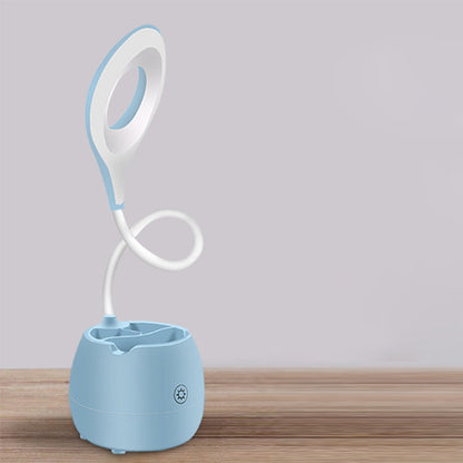 Avelena | Blau/Rosa/Weiß/Gelb Led Schreibtischlampe mit Pinselhalter Usb Ladung Touchsensor Schreibtischlampe mit Flexiblem Arm