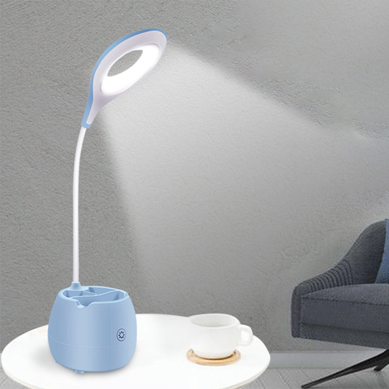 Avelena | Blau/Rosa/Weiß/Gelb Led Schreibtischlampe mit Pinselhalter Usb Ladung Touchsensor Schreibtischlampe mit Flexiblem Arm