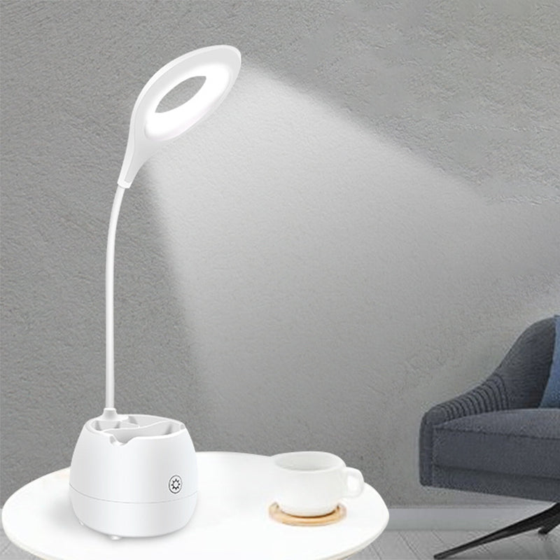 Avelena | Blau/Rosa/Weiß/Gelb Led Schreibtischlampe mit Pinselhalter Usb Ladung Touchsensor Schreibtischlampe mit Flexiblem Arm