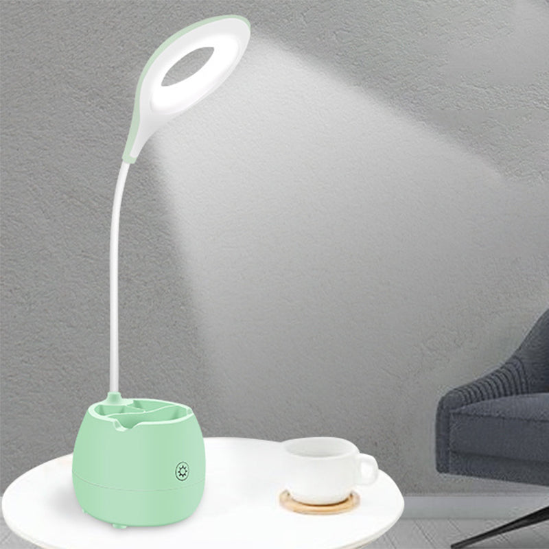 Avelena | Blau/Rosa/Weiß/Gelb Led Schreibtischlampe mit Pinselhalter Usb Ladung Touchsensor Schreibtischlampe mit Flexiblem Arm