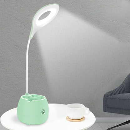 Avelena | Blau/Rosa/Weiß/Gelb Led Schreibtischlampe mit Pinselhalter Usb Ladung Touchsensor Schreibtischlampe mit Flexiblem Arm