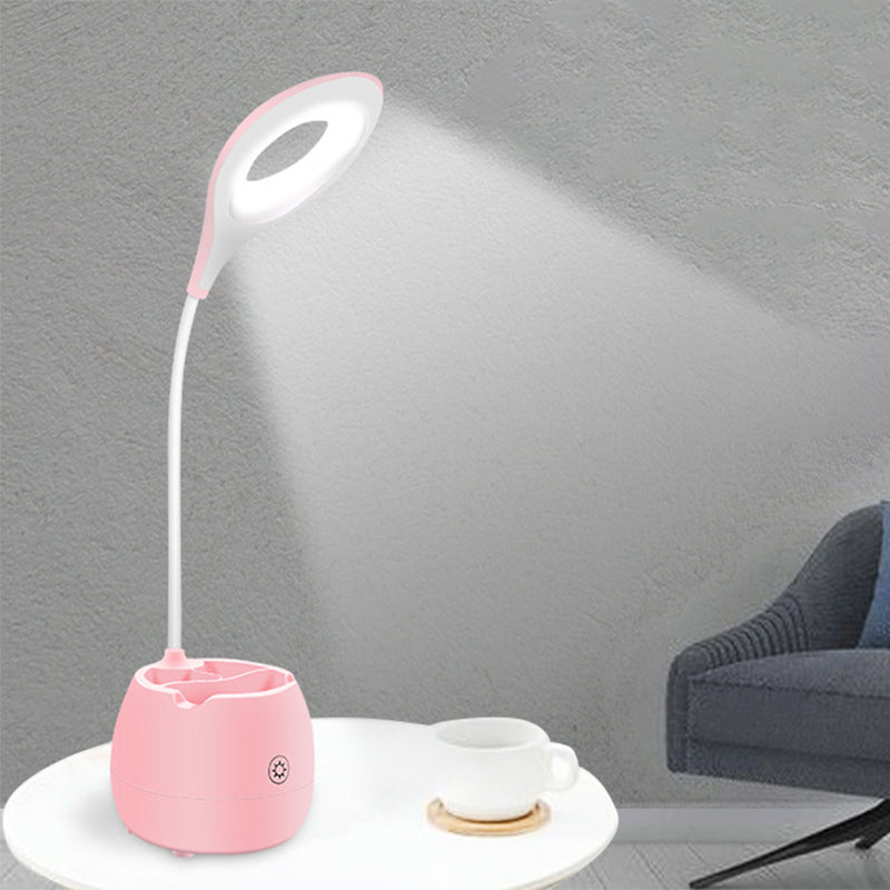 Avelena | Blau/Rosa/Weiß/Gelb Led Schreibtischlampe mit Pinselhalter Usb Ladung Touchsensor Schreibtischlampe mit Flexiblem Arm