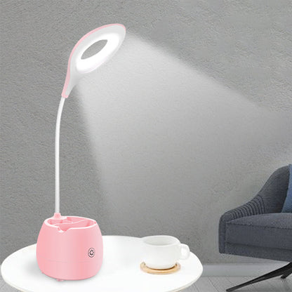 Avelena | Blau/Rosa/Weiß/Gelb Led Schreibtischlampe mit Pinselhalter Usb Ladung Touchsensor Schreibtischlampe mit Flexiblem Arm
