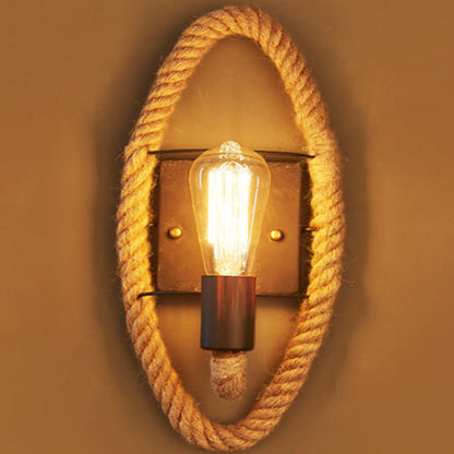 Avelena | Lopende Vorm Touw Wandlamp Rustiek 1-Kop Gang Wandlamp met Baan Lamp Ontwerp in Hout