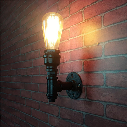 Avelena | Industrielle Rohrsteckdosen-Wandleuchte Einzelne Metall-Wandlampe für Flur