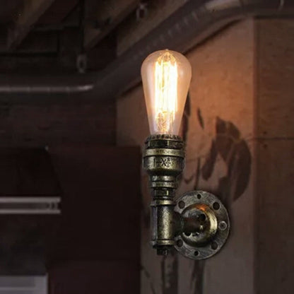 Avelena | Industrielle Rohrsteckdosen-Wandleuchte Einzelne Metall-Wandlampe für Flur