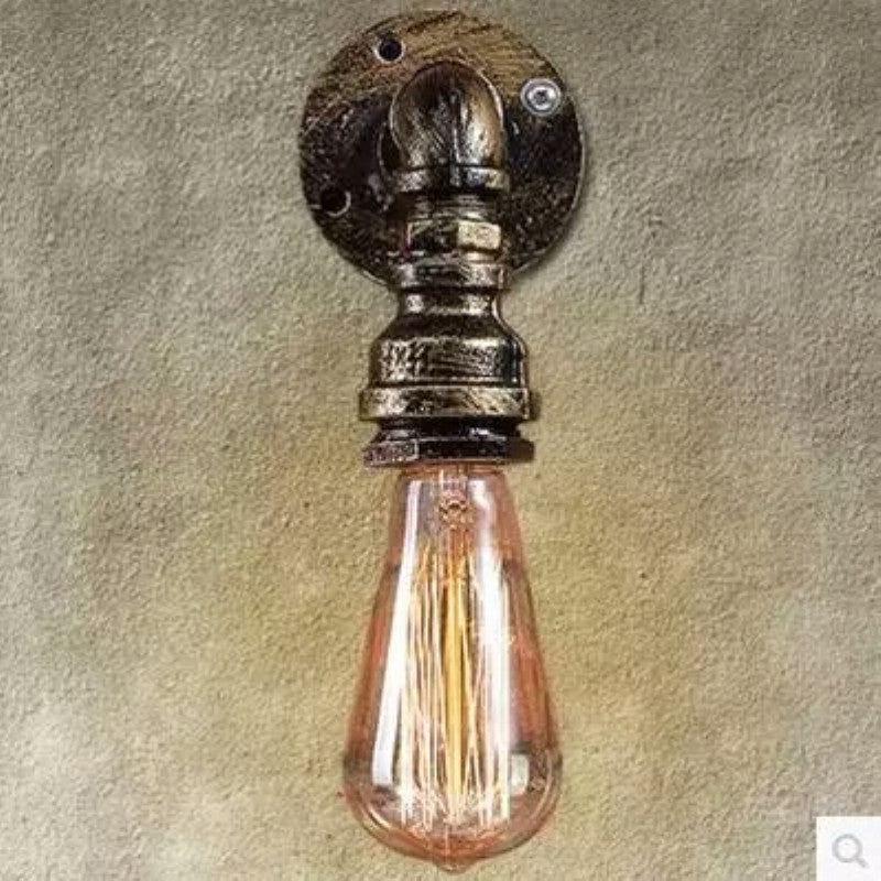 Avelena | Industrielle Rohrsteckdosen-Wandleuchte Einzelne Metall-Wandlampe für Flur