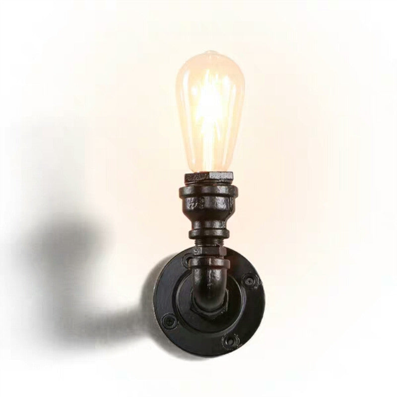 Avelena | Industrielle Rohrsteckdosen-Wandleuchte Einzelne Metall-Wandlampe für Flur