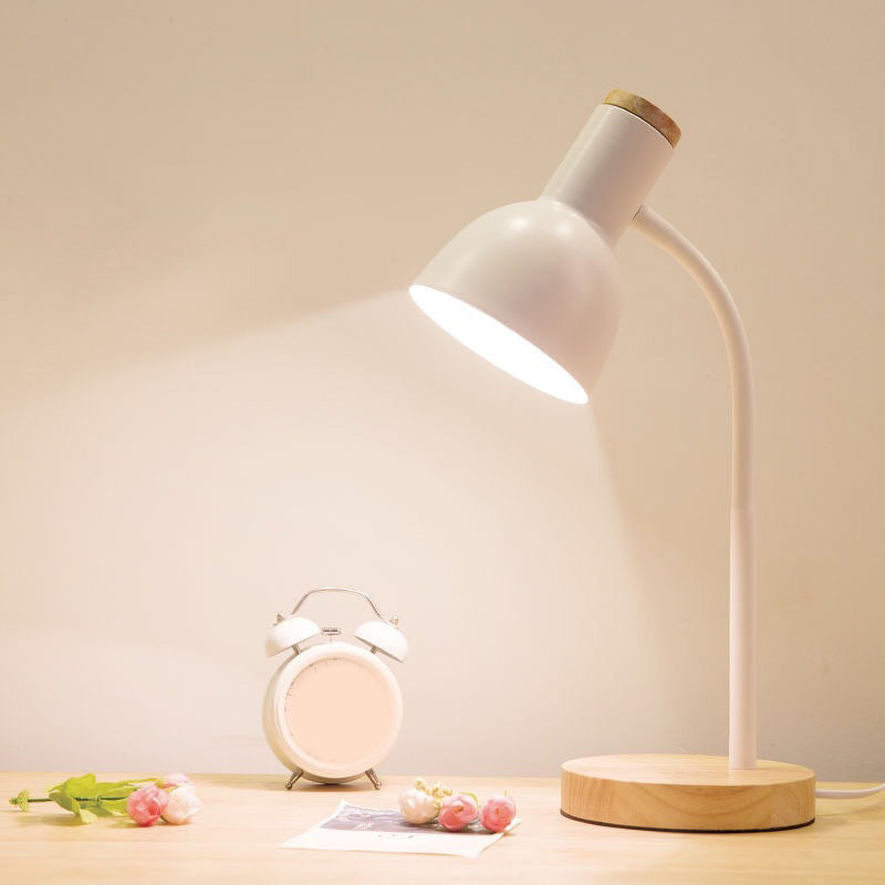 Avelena | Flexible Gänsehals Metall Leselampe Nordischer Stil Einfach Nachttischlampe mit Uhren-Schirm